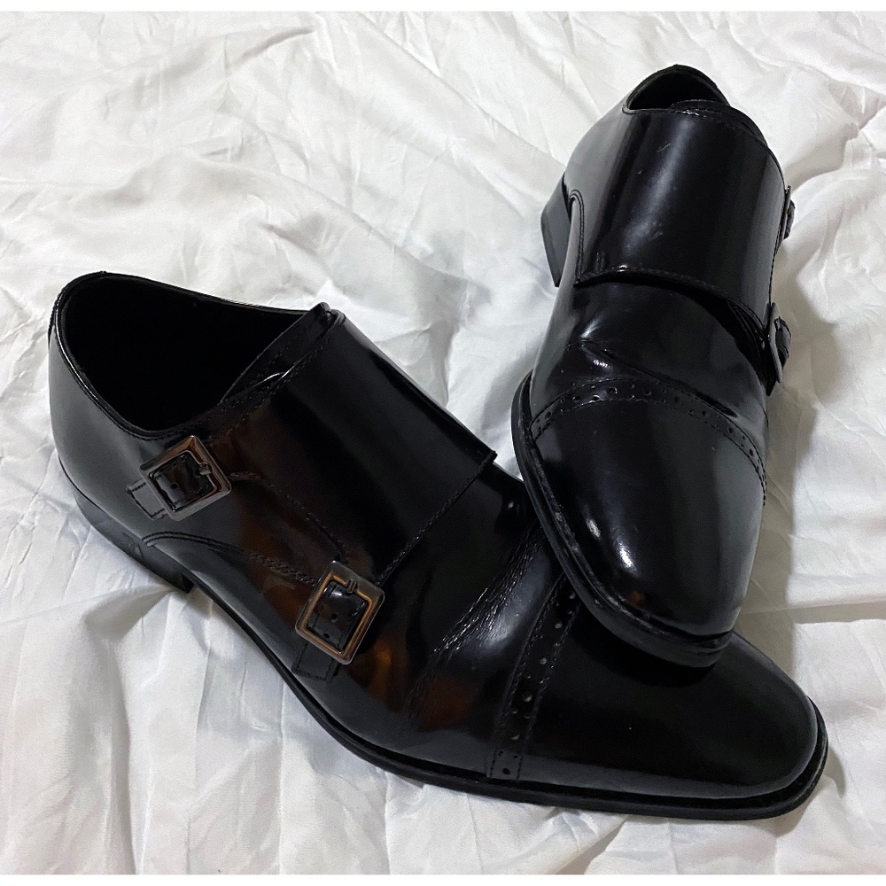 Versace Collection Patent Leather Double Monk Strap Shoes 40